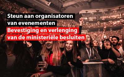 Steun aan organisatoren van evenementen : bevestiging en verlenging van de ministeriële besluiten